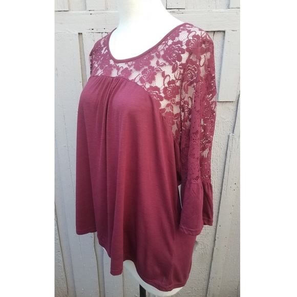 2x Wine top with mesh arm and shoulders bell sleve - Picture 3 of 7